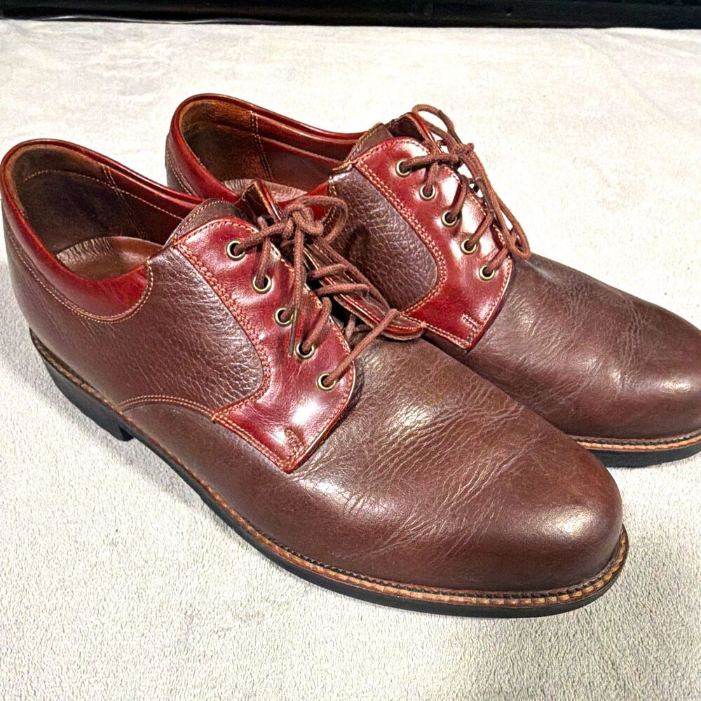 Neil M Men's Brown Leather Lace-Up Derby Dress Shoes Round Toe Size 12 EEE